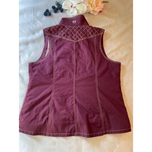 Noble Outfitters Womens Faux Fur Collar Quilted Vest XL Burgundy Gorpcore - Picture 2 of 11